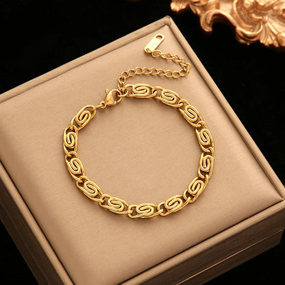 EILIECK 316L Stainless Steel Chains Neckalces Bracelet Jewelry Set For Women Gold Color Metal 18 K Plated Collar Bijoux Gift