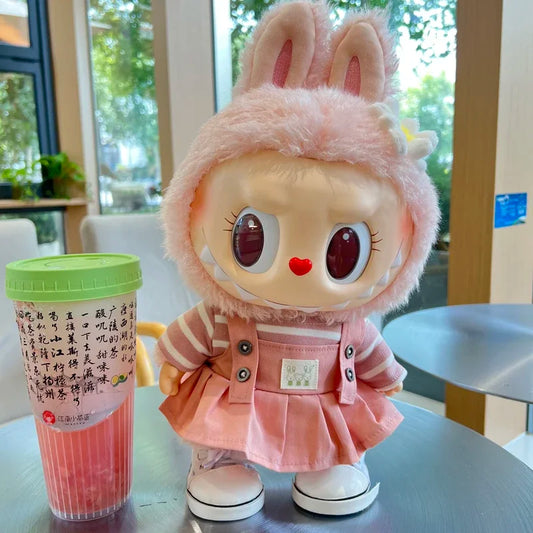 38cm Big Dress Popmart Bubble Labubus Spring Summer Wild Labubu clothing Large Vinyl Plush Doll Casual Set Only Clothes