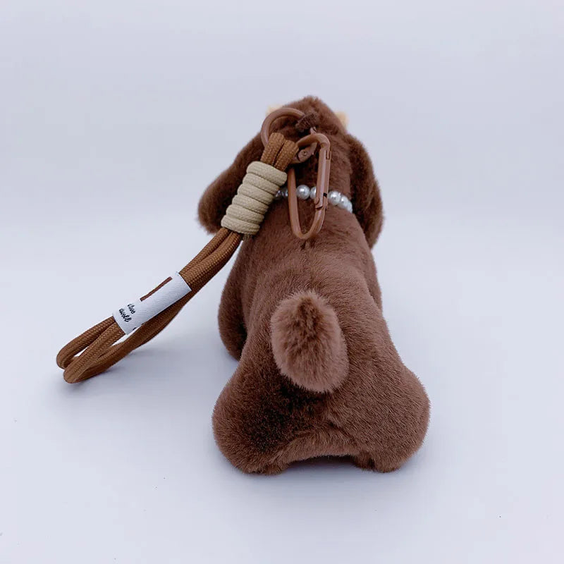 15cm Korea Popular Cartoon Dachshund Keychain Plush Doll Bag Pendant Mini Doll Soft Stuffed Dog Backpack Pendant Girl Women Gift