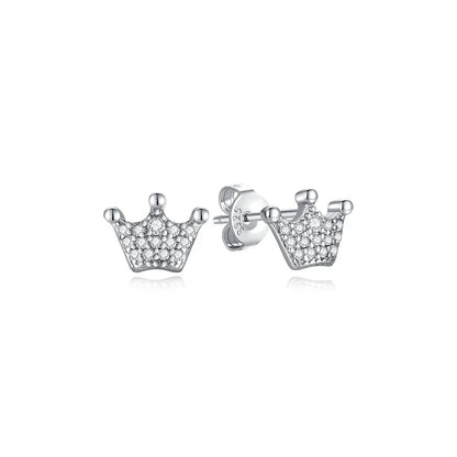Original 925 Sterling Silver Earrings 2025 Stud Hoop Crystal Earings For Women Rose Gold Crown Heart Infinity Bee Earing Jewelry