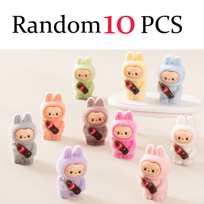 1～10個入り 可愛いルブブ コーラボトル フロック加工 DIY アクションフィギュア 装飾ペンダント デスクトップ人形 車の装飾品 おもちゃ クリスマスギフト