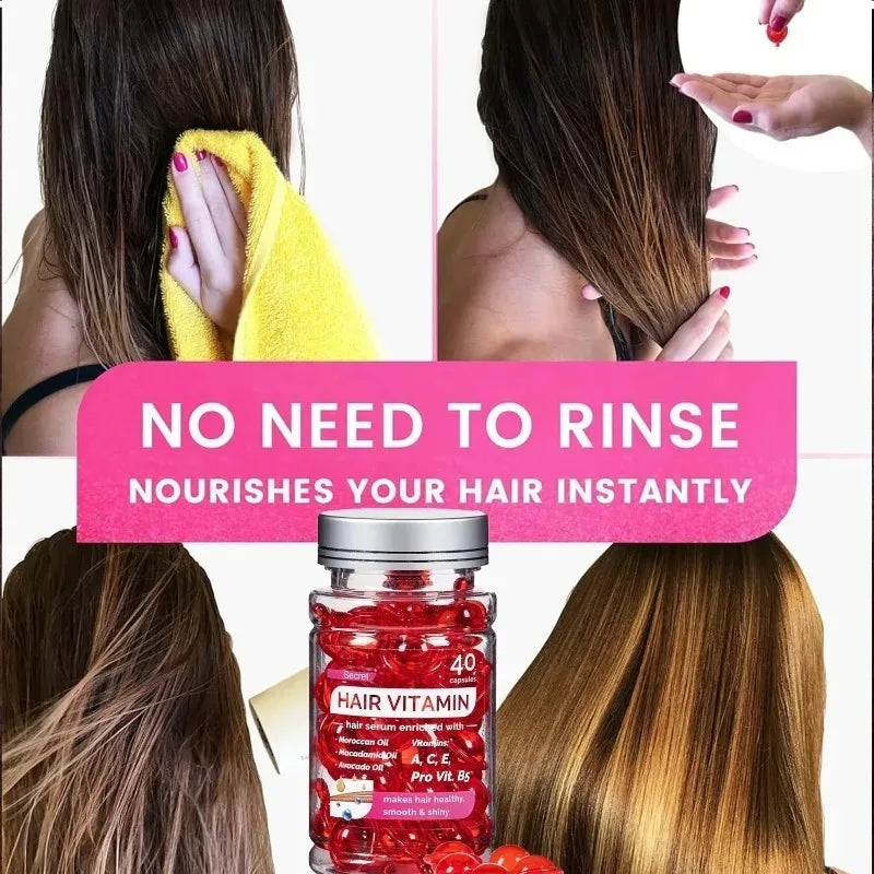 モロッコ アガム ビタミンオイル ヘアケアエッセンス ダメージ 栄養 修復 枝毛改善 トリートメント製品 40カプセル