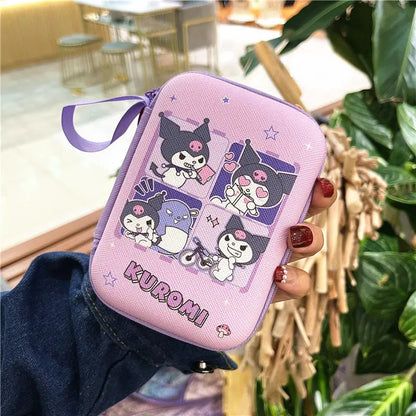 Sanrio Hello Kitty Kuromi Data Cable Storage Bag Anime Cartoon Portable Charger Earphone Coin Sorting Case Organizer Carry Box