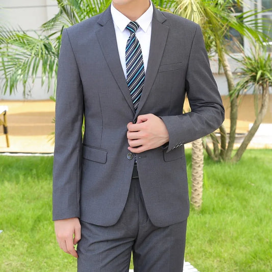 スーツ（ブレザー＋パンツ）ファッションビジネス紳士イタリアンスタイルスリム無地プロフェッショナルスーツ結婚式新郎ベストマンスーツ