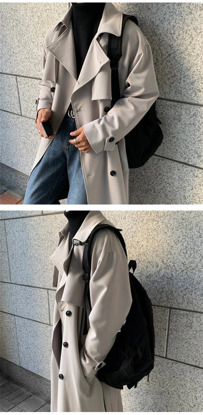トレンチコート メンズ 新作 ロングトレンチ 韓国 メンズファッション オーバーコート 男性 ウィンドブレーカー ストリートウェア メンズコート アウターウェア 衣類