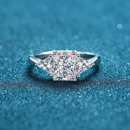 KNOBSPIN 3ct Radiant Moissanite Ring s925 Sterling Sliver Plated 18k White Gold Wedding Engagement Fine Jewelry Rings For Woman