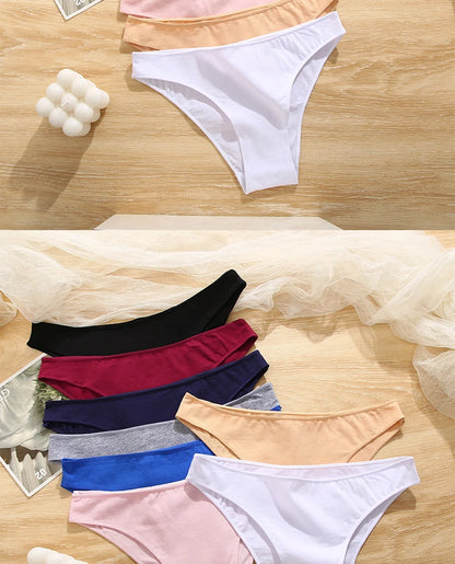 FINETOO 5PCS/Set M-XXL Panties Women Cotton Lingerie Woman Underwear Sexy Femme Underwear Girls Underpant Panty 7 Solid Colors