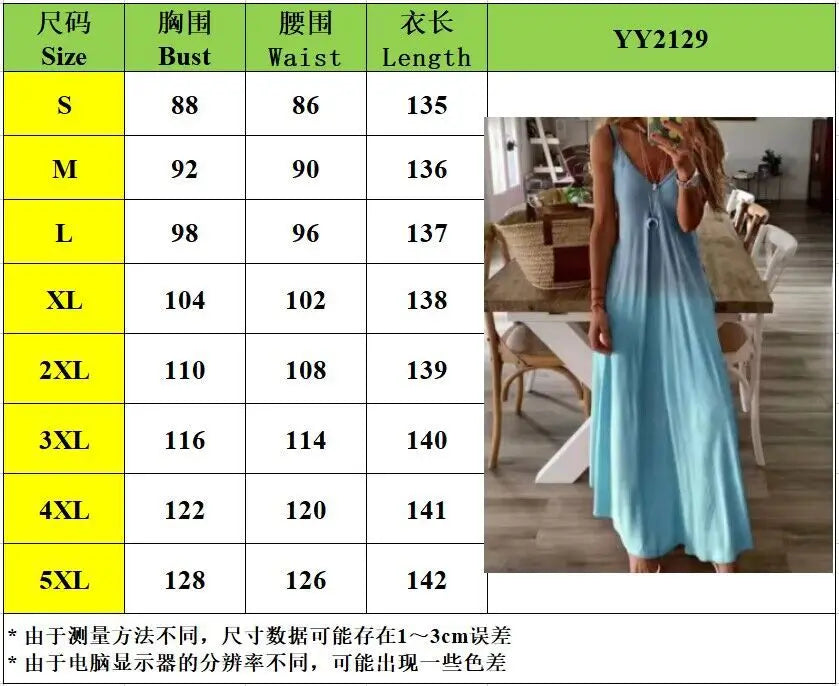 Plus Size 4XL 5XL Women's Summer Casual Loose Strap Dress Sexy Beach Boho Maxi Dress Large Size Long Dresses Female Robe Femme