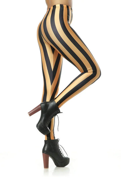 [You're My Secret] ファッション レディース セクシー レギンス ハイウエスト 伸縮性 ストライプ柄 パンツ カジュアル スポーツ レギンス ヒップリフトパンツ