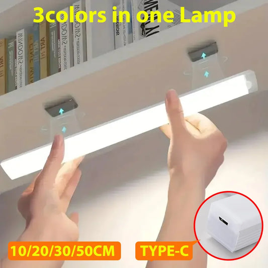 LEDモーションセンサーライト ワイヤレスLEDナイトライト タイプC 充電式ライト キャビネット ワードローブランプ 階段 キッチン用バックライト