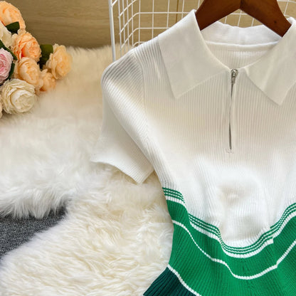 YuooMuoo Chic Fashion Sexy Wrap Hips Mini Dress 2025 Ins Hot Patchwork Slim Waist Knitted Summer Dress Streetwear Lady Outfits