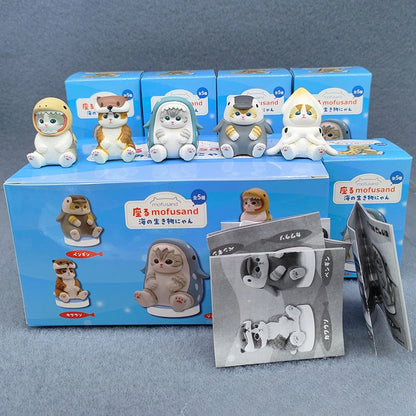 4cm Mofu 猫 サンズ アクションフィギュア コレクションセット 動物ヘッドギア人形 かわいい PVCモデル デスクトップ装飾 工芸品 ギフト おもちゃ