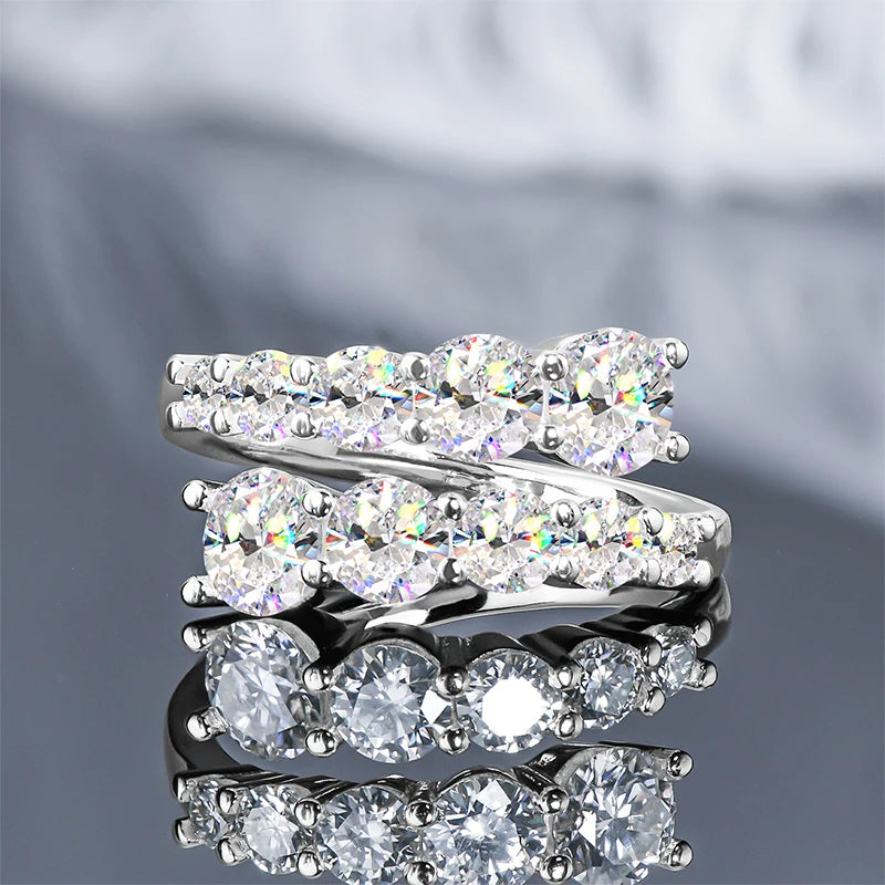 10 Stones All Moissanite Bridal Rings Open Ring 925 Silver with Certificate Woman Engagement Wedding Jewelry Anillos Original