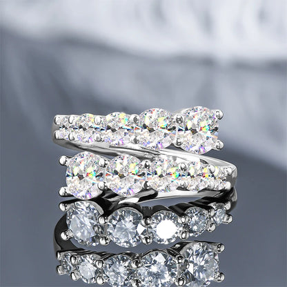 10 Stones All Moissanite Bridal Rings Open Ring 925 Silver with Certificate Woman Engagement Wedding Jewelry Anillos Original