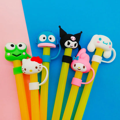 Sanrio Silicone Sealing Straw Plug Cartoon Hello Kitty Reusable Drinking Dust Cap Plugs Tips Cover Suit Cup Cute DIY Accessories