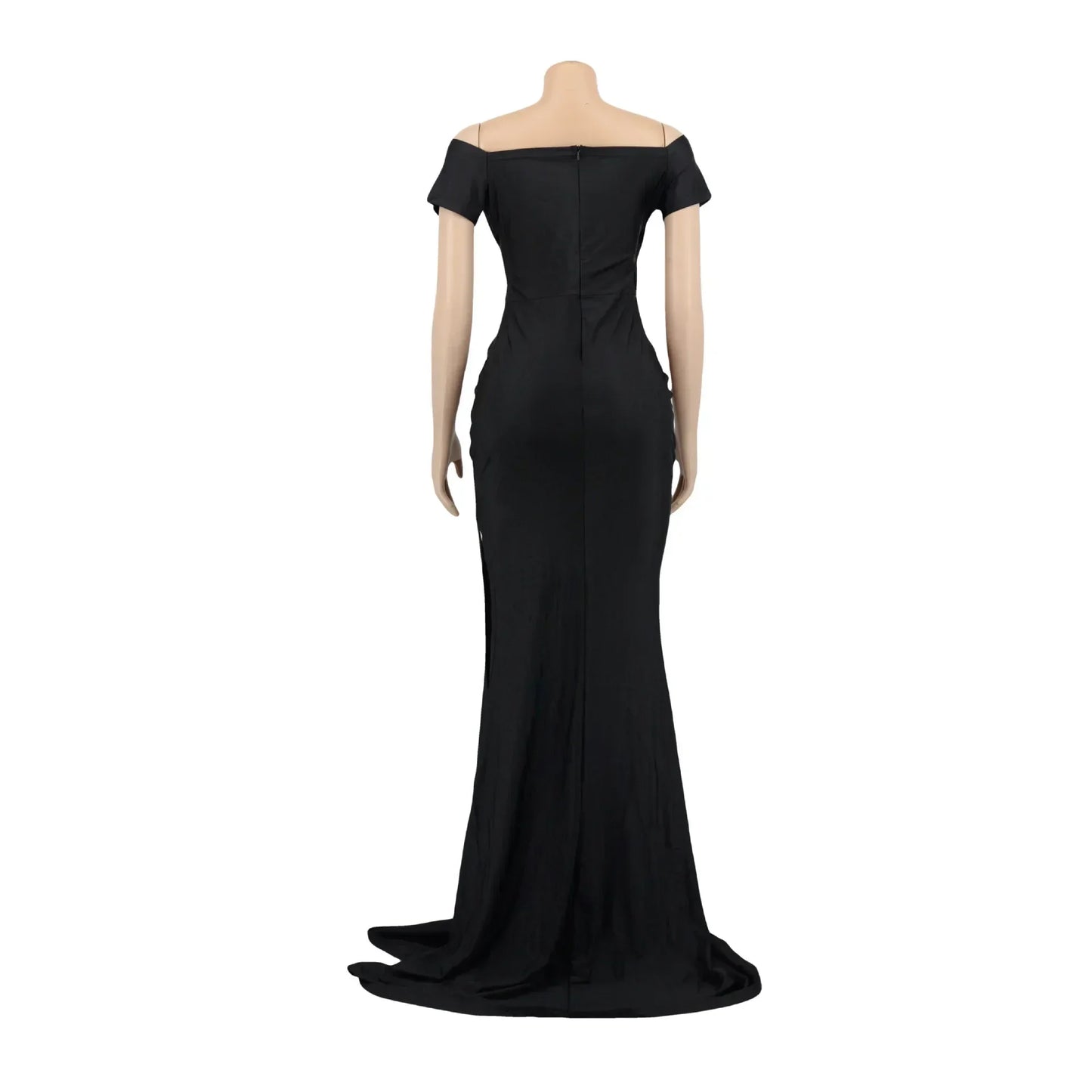 2024Sold Maxi Elegant Luxury Designer Party Dresses Women Off Shoulder Evening Dress Mermaid V-Neck Pleated Backless Long Dress