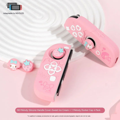 Sanrio Kuromi Cinnamoroll Pochacco Switch Ns/oled Handle Protective Case Anti-fall Digital Accessories Cute Anime Figure Gift