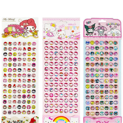 Sanrio My Melody Gemstone Stickers For Kids Cartoon 98 3D Diamond Sticker Kuromi Hello Kitty long card Child&Girls Cute Toy Gift