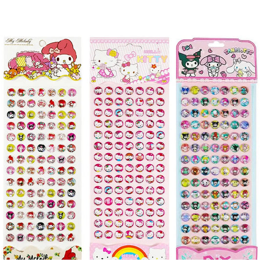 Sanrio My Melody Gemstone Stickers For Kids Cartoon 98 3D Diamond Sticker Kuromi Hello Kitty long card Child&Girls Cute Toy Gift