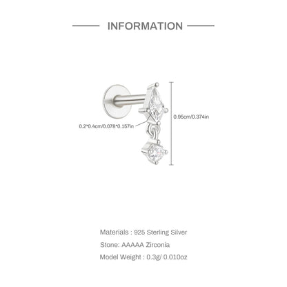 Aide 925 Sterling Silver 1pc Geometry Multi Piercing Stud Earrings For Women K Gold Simple Elegant Tassel Jewelry Gift Pendiente