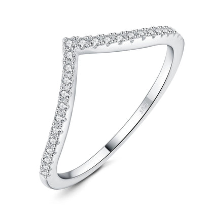 JewelryPalace モアサナイト Dカラー ラウンドカット 925スターリングシルバー V字型 重ね付け可能 ウェディングリング レディース イエロー ローズゴールドメッキ