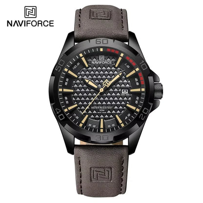 NAVIFORCEブランド メンズファッションクォーツ腕時計 男性用レザーストラップ スポーツ 防水腕時計 カレンダー時計 レロジオマスキュリーノ