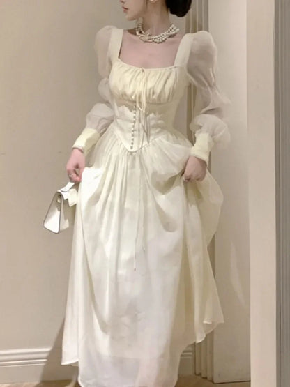 エレガントなファッションカジュアルミディパーティードレスレディース秋ヴィンテージAラインバースデーワンピースVestidos女性シックローブ女性新作