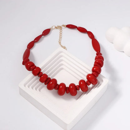 Crossborder sales of Bohemian style double layer wear resin coral necklace women's fashion personality plant red goth halloween