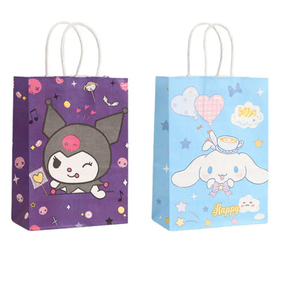 2/4/6/12/20pcs Sanrio Series Kuromi 21x15x8cm Kraft Paper Bag Anime Cartoon Print Children Party Supplies Candy Gift Bag Handbag