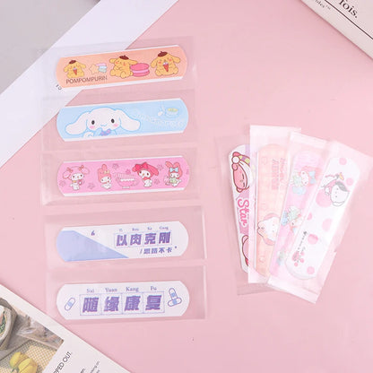 Sanrio Bandaid Kawaii Hello Kitty Band Aid Anime Kuromi Waterproof Breathable Adhesive Bandages Cartoon Printed Portable Sticker