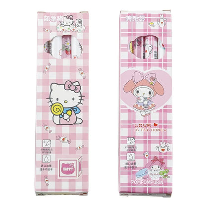 4Pcs Sanrio 0.5mm Press Ballpoint Pen Black Quick Drying Hello Kitty Cinnamoroll Kuromi Gel Pen Student School Stationery Gifts