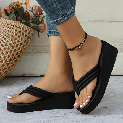 Women Slippers 2024 New Summer Casual Flip Flop Platform Slippers Fashion Outdoor Beach Shoes Comfort Simple Style Flats Slides