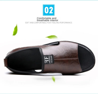 Sandals for Men Fashion Hollow Out Casual Shoes Soft Sole Comfort Beach Shoes for Men New Leather Flat Sandal Designer Sandalias