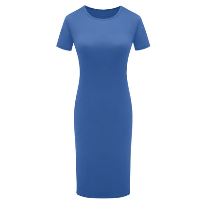 Summer Dress High Stretch Tank Robe Solid Short Sleeve Casual Slim Long Pencil Dress Women Sexy Maxi Dress Elegant Thin Vestido