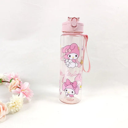 800ML MINISO Kuromi My Melody Hello Kitty ウォーターカップ 女の子用 カートゥーンアニメ 軽量 アウトドアスポーツ用 新作カワイイ