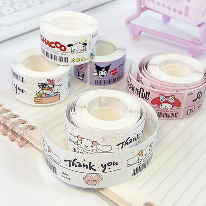 120PCS Cute Sanrio Kuromi My Melody Stickers Roll Kawaii Cartoon Thank You Sealing Labels Sticker Anime Vinyl Decor Decals Gift