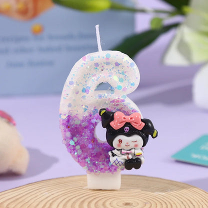 Kawaii Kuromi Birthday Candle Sanrio Purple 0-9 number Candles Birthday Cake Decoration Anniversary Party Candles Scene supplies