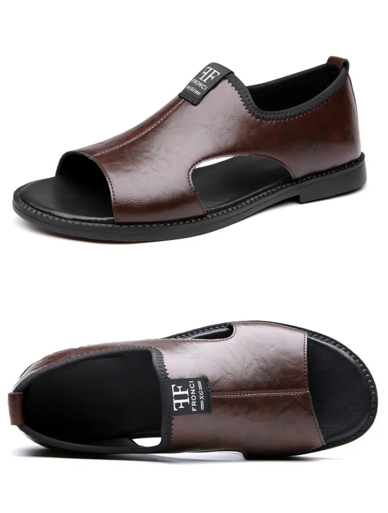 Sandals for Men Fashion Hollow Out Casual Shoes Soft Sole Comfort Beach Shoes for Men New Leather Flat Sandal Designer Sandalias