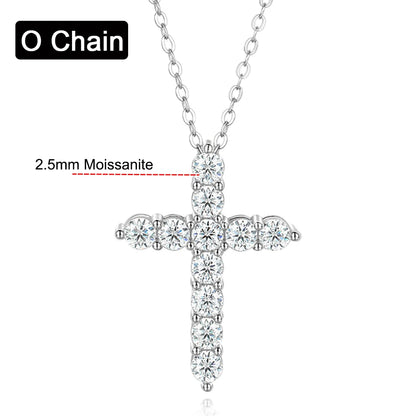 3mm 4mm 5mm モアサナイト クロス ネックレス GRA認定 S925シルバー ジーザス ペンダント ネックチェーン レディース エンゲージメント ブライダル ファインジュエリー