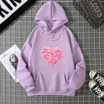 2025 Heart Shape Print Graphic Hoodies Cute Clothing Fashion Loose Pullover Sweatshirt Casual Girl Hoody Tops CYXX281