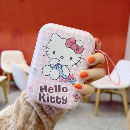 Sanrio Hello Kitty Kuromi Data Cable Storage Bag Anime Cartoon Portable Charger Earphone Coin Sorting Case Organizer Carry Box