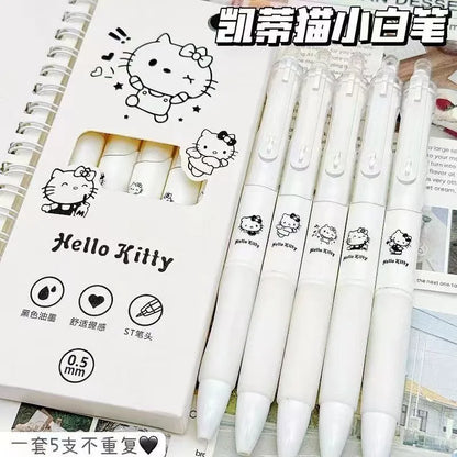 NEW Hello Kitty kawaii cute anime cartoon little white gel pen black student high-looking simple carbon girl quick-drying pen