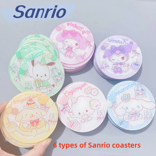 sanrio acrylic melodie cartoon double layer tea coaster cinnamon dog kuromi my piano home decoration accessories 8cm kawaii