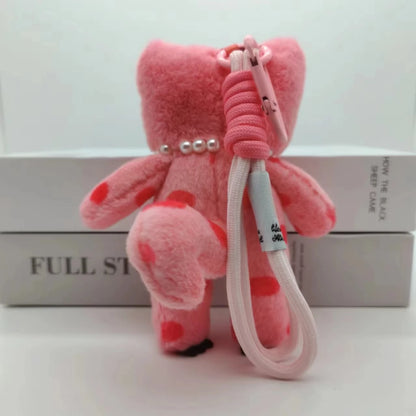 15cm かわいいピンクの猫ぬいぐるみキーチェーン かわいい猫ぬいぐるみペンダント 柔らかい動物キーホルダー 車のキー用バックルアクセサリー 女の子・女性用バッグハンギング