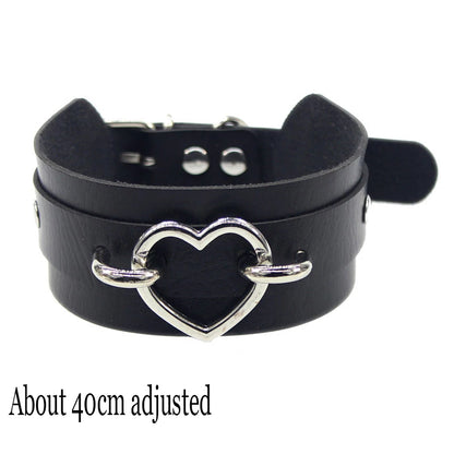 Woman Black Bat Punk Choker Collar Necklace Sexy PU Leather Heart Lock Key Spike Gothic Cosplay Accessories Party Jewelry New