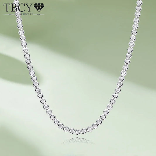 TBCYD 2/3mm D Color Round Bubble Moissanite Tennis Necklace For Women S925 Silver Choker Necklace Party Jewelry Christmas Gifts