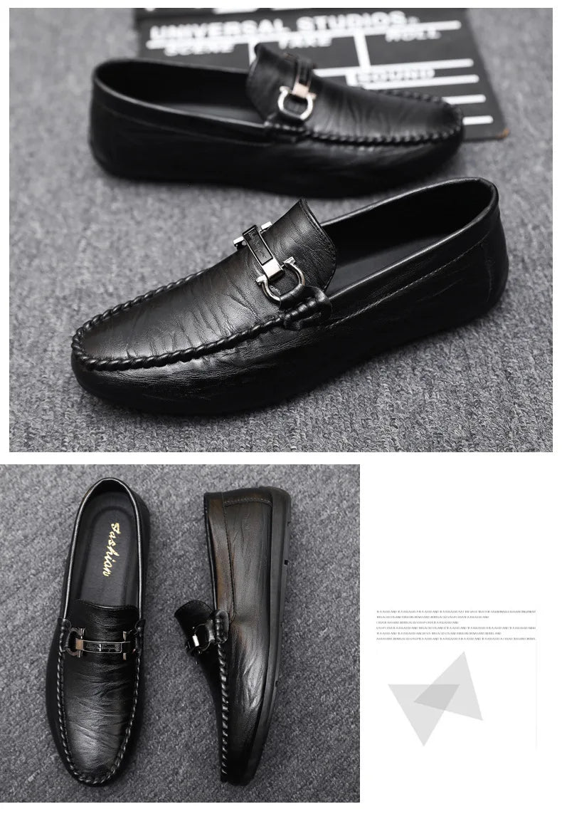 Men Loafers Shoes for Men Luxury Business Dress Shoes Comfy Slip-on Drive Moccasins Footwear Male Brand Leather Boat Shoes Men