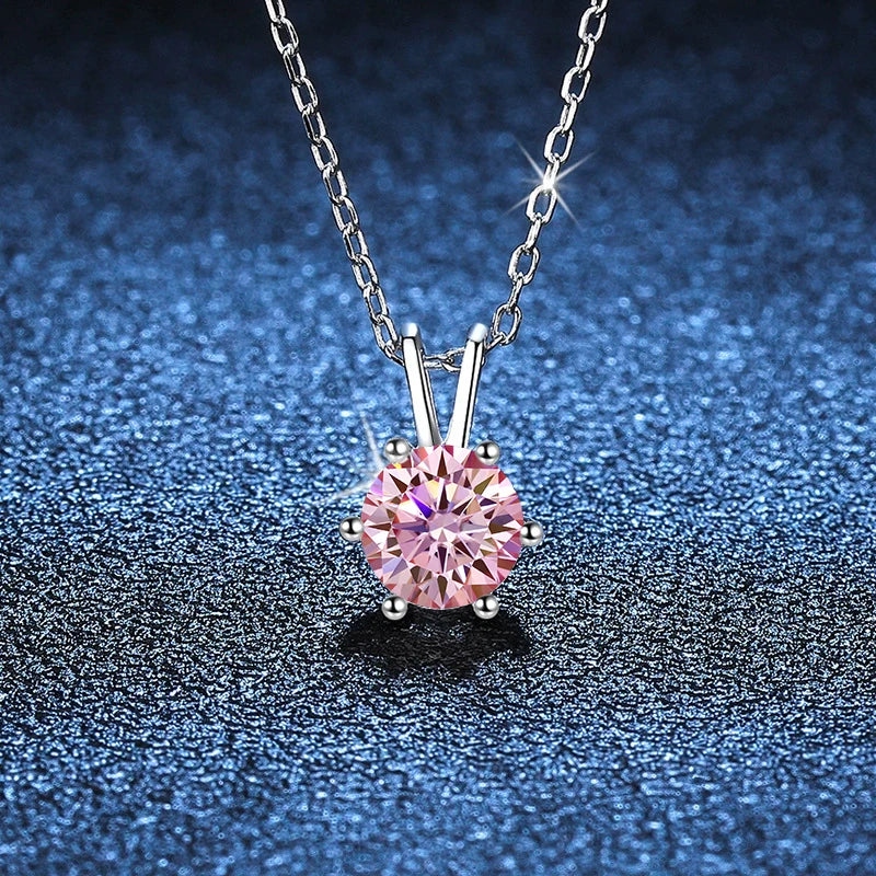 Tezzc 1CT Sparkling Luxury Moissanite Lab Diamond Pendant Necklace for Women 925 Sterling Silver High Quality Fine Jewelry