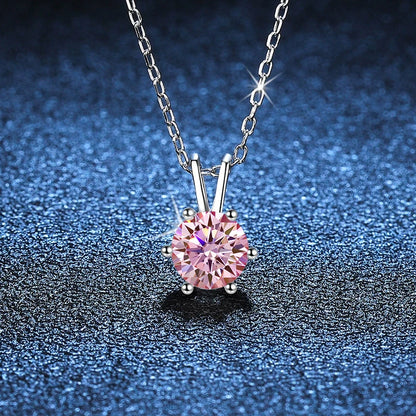 Tezzc 1CT Sparkling Luxury Moissanite Lab Diamond Pendant Necklace for Women 925 Sterling Silver High Quality Fine Jewelry