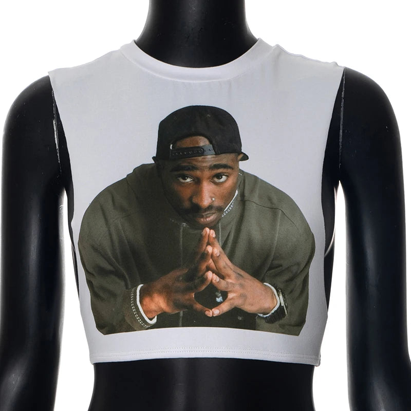 CUTENOVA 2024 Women'S Summer New Retro 3D Print Sexy Tank Tops Street Hipster O Neck Sleeveless Cut Out Vest Club Crop Tops